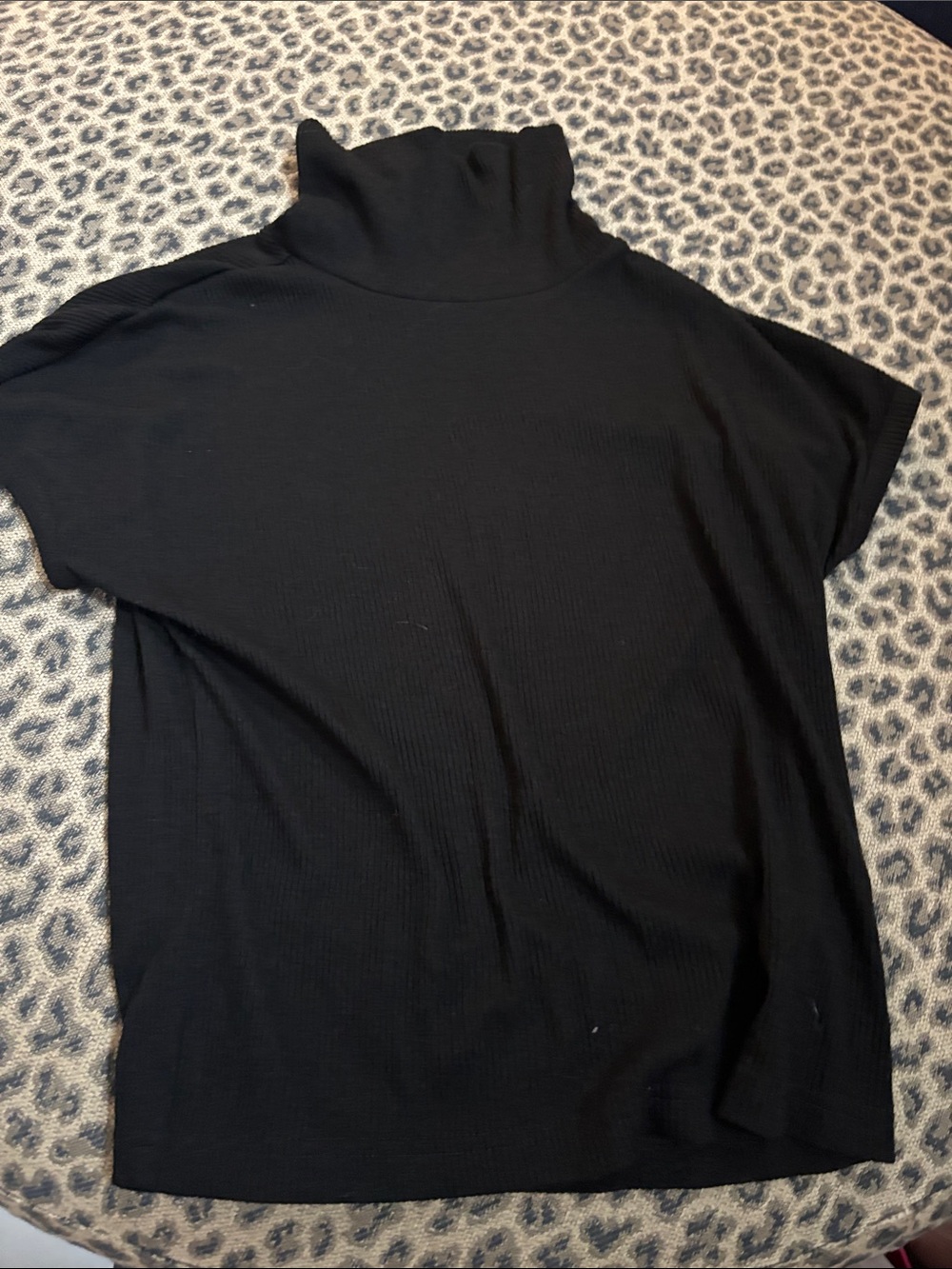 Classic Black Short-Sleeve Turtleneck Top